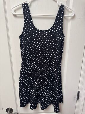 H&M Black and White Polka Dot Scoop Neck Mini Dress